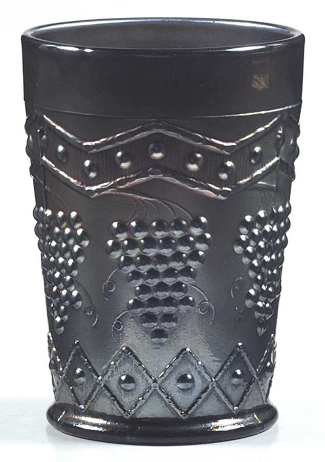 Lattice and Grape (Carnival Cobalt) Flat Tumbler by Fenton-1