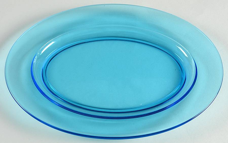 Pioneer Blue (Electric Blue) 12" Oval Platter by Fostoria-1