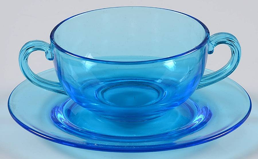 Pioneer Blue (Electric Blue) Bouillon Cup & Saucer Set by Fostoria-1