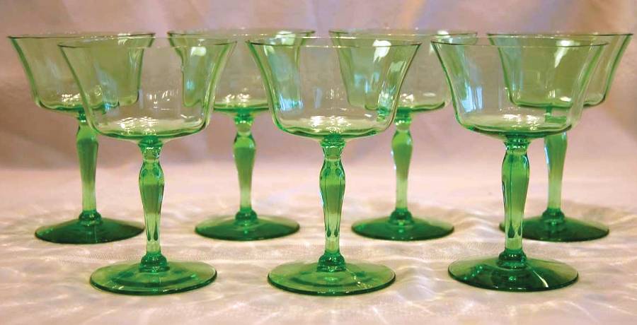 869 Green Champagne/Tall Sherbet by Fostoria-1