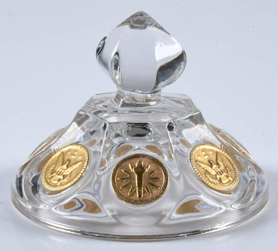 Coin Glass Gold Decoration (Stem 1372) Lid for Candy Dish by Fostoria-1