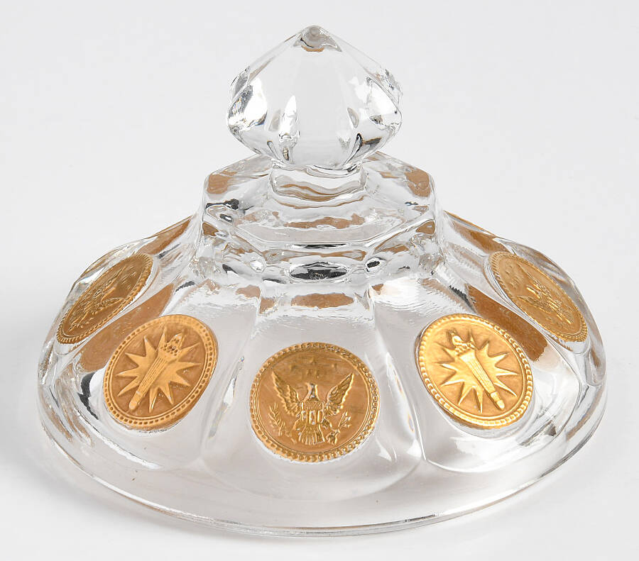 Coin Glass Gold Decoration (Stem 1372) Lid for Wedding Bowl by Fostoria-1