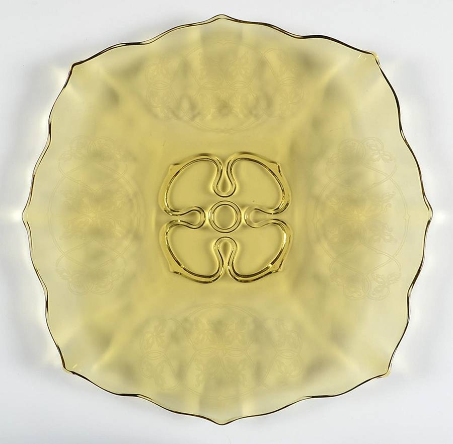 Monaco Gold (Honey Gold) 13" Torte Plate by Fostoria-1