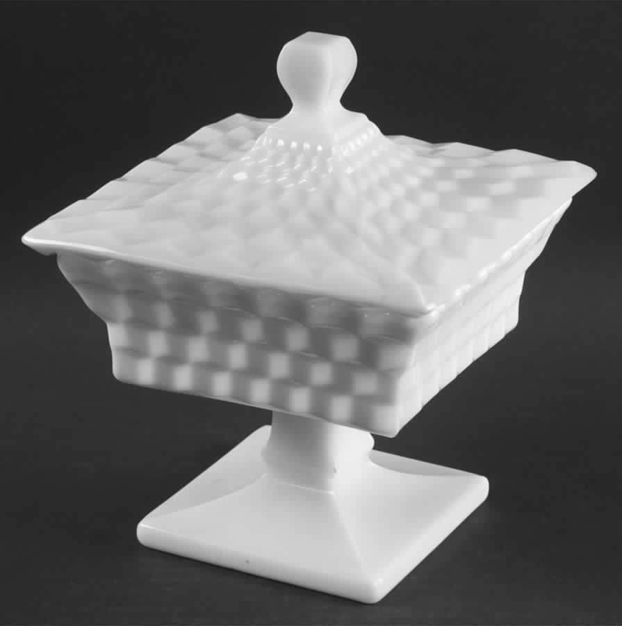 American Clear (Stem 2056) Small Milk Glass Wedding Bowl & Lid by Fostoria-1
