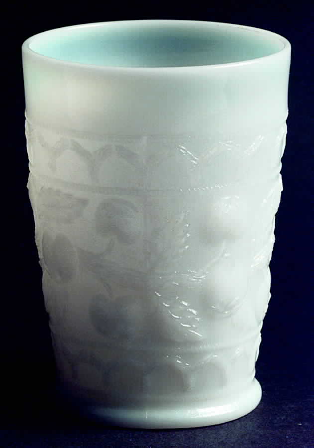 Apple Tree Milk Glass Flat Tumbler by Fenton-1