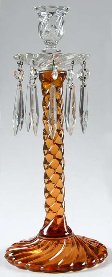 Queen Anne Amber 14" Tall Single Light Candlestick by Fostoria-1