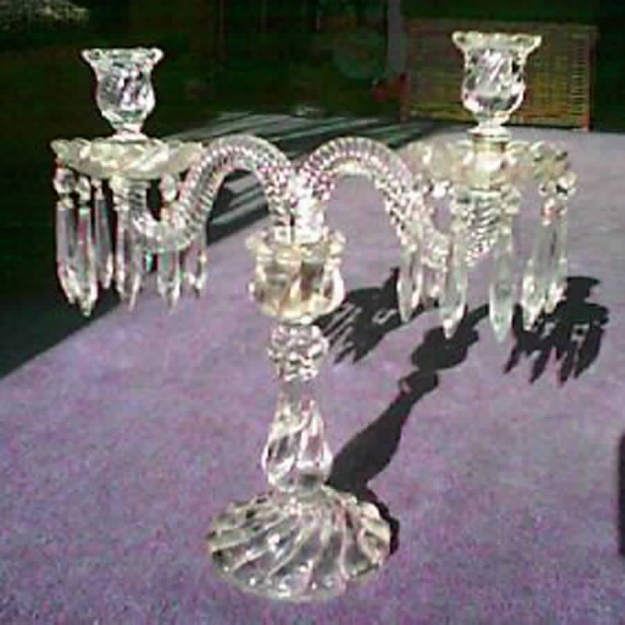 Cascade Bobeche & Prism 2 Light with Candelabra by Fostoria-1