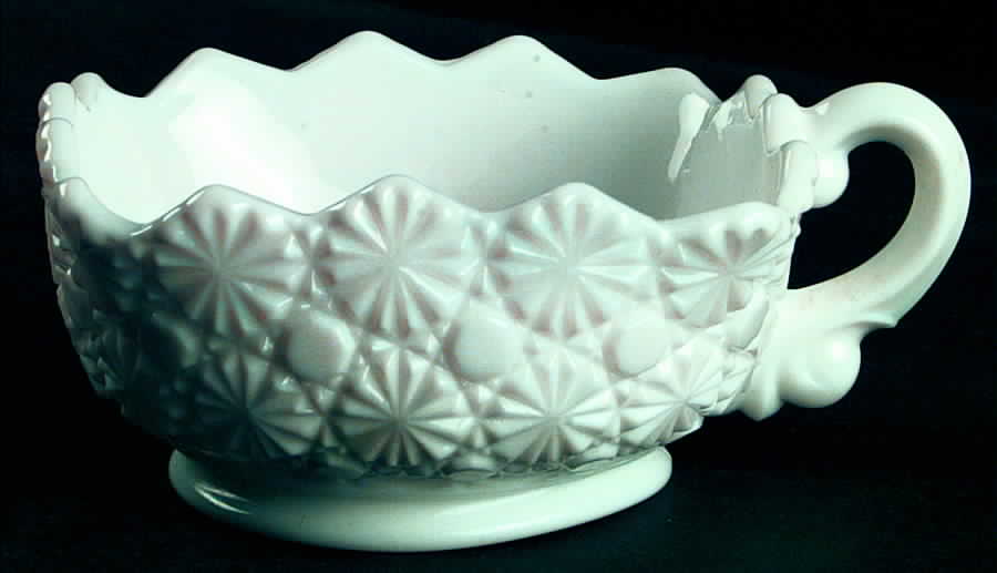 Daisy and Button Milk Glass Square Handled Nappy by Fostoria-1