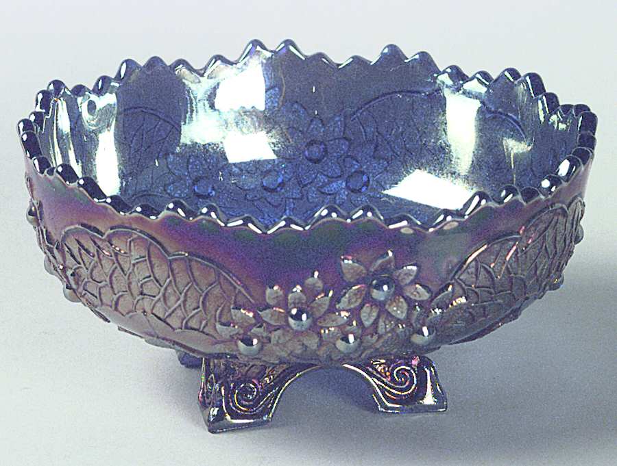 Orange Tree Blue (Carnival) 5" Footed Bowl by Fenton-1