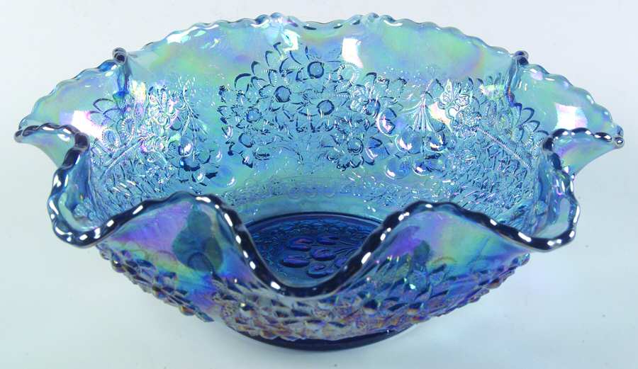 Cherry Chain Blue (Carnival) 9" Round Bowl by Fenton-1