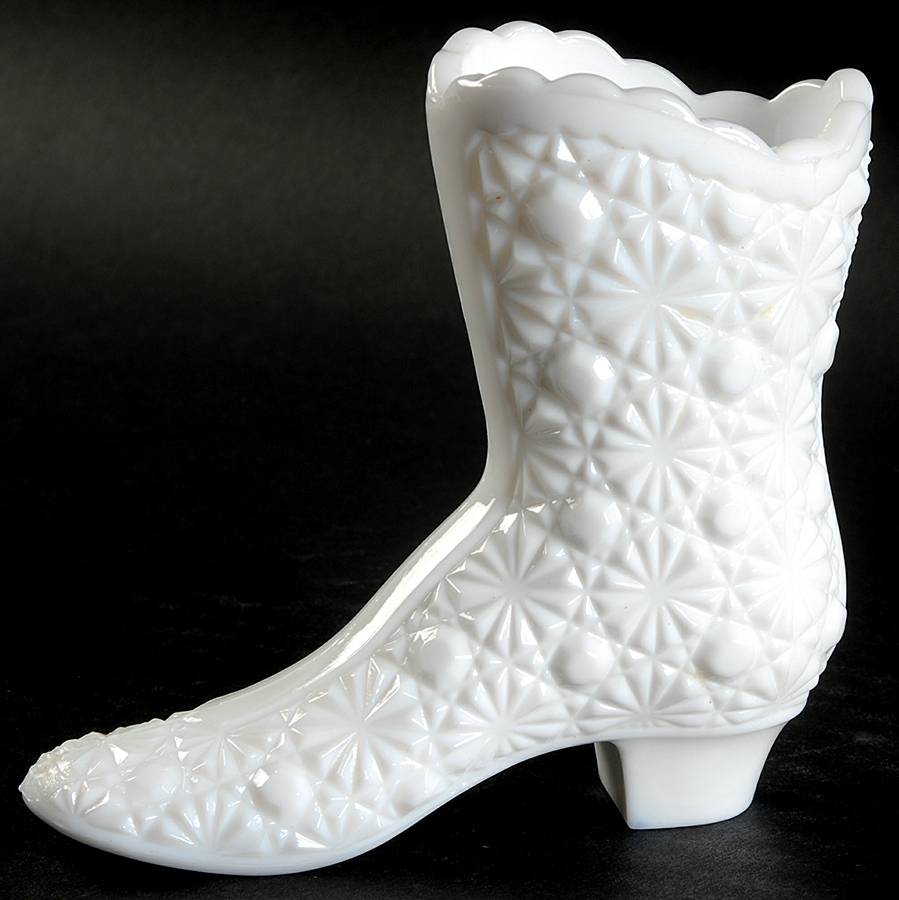 Daisy and Button Milk Glass 4" Boot by Fenton-1