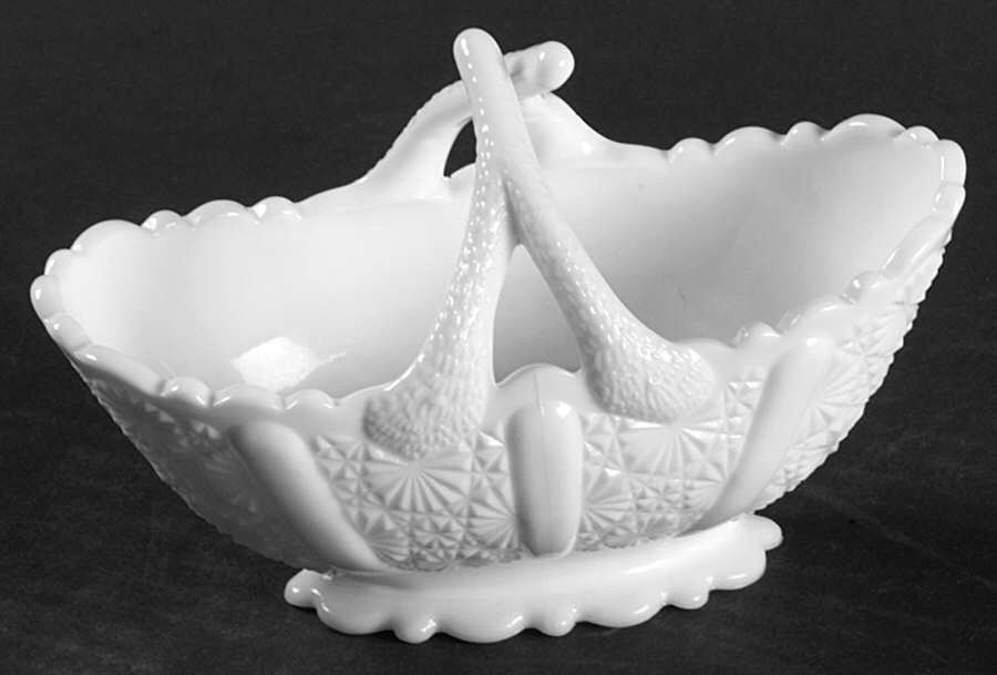 Daisy and Button Milk Glass #1939 Daisy and Button 4" Basket by Fenton-1