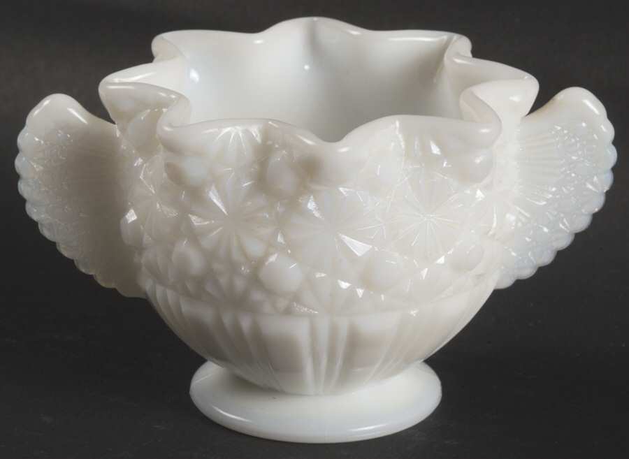 Daisy and Button Milk Glass Open Sugar by Fenton-1