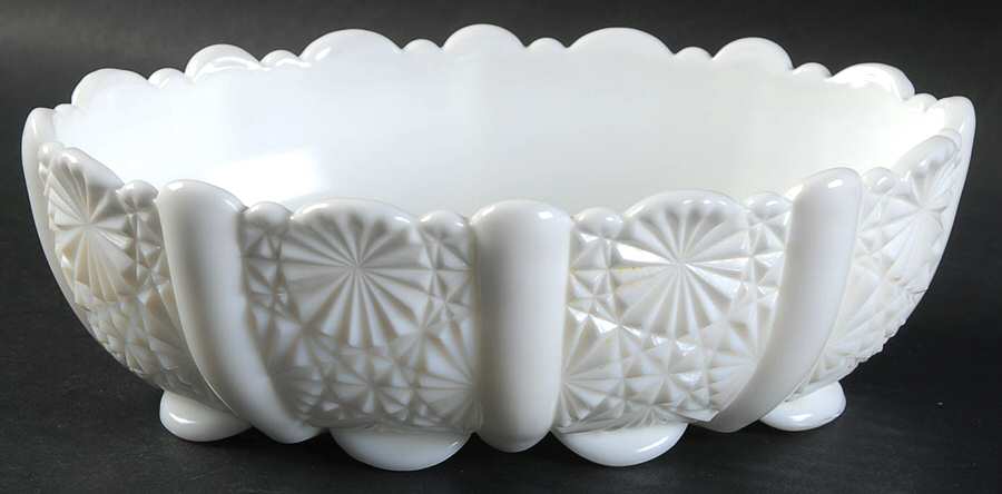 Daisy and Button Milk Glass 8" Oval Bowl by Fenton-1