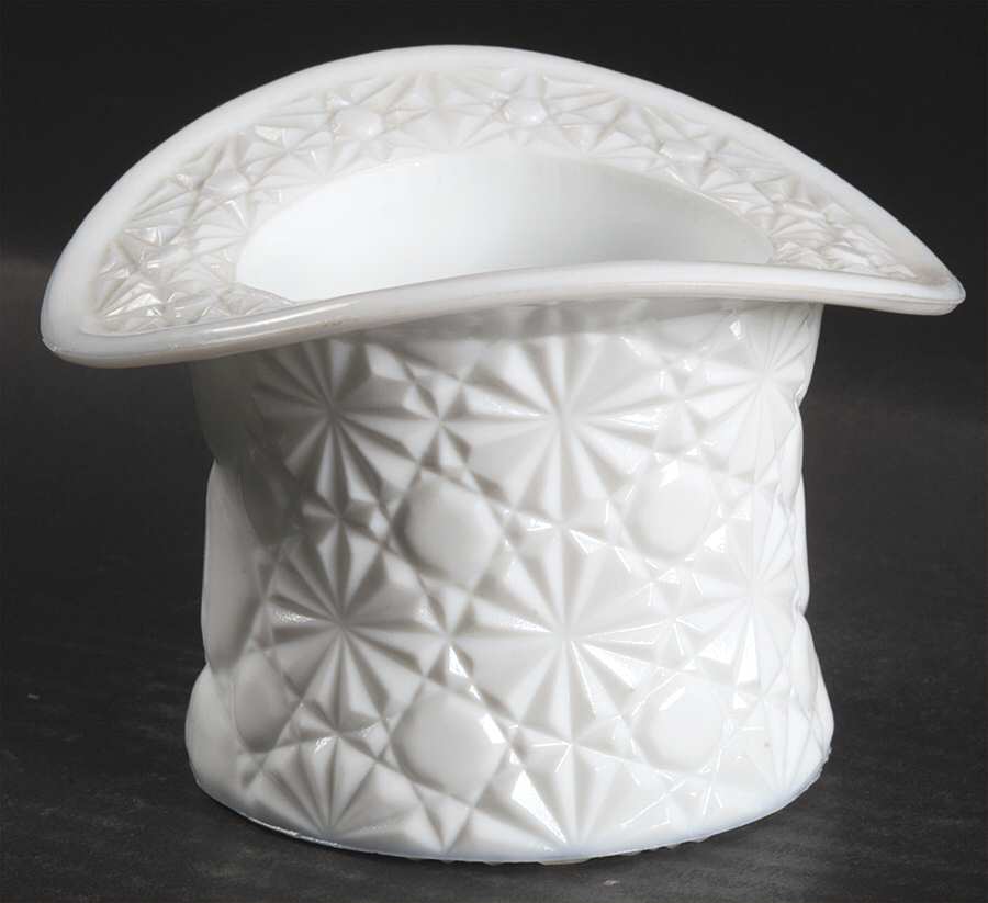 Daisy and Button Milk Glass Top Hat Topper by Fenton-1