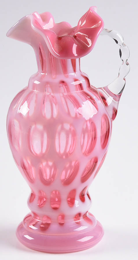 Coin Dot Cranberry (Opalescent) 6" Handled Vase by Fenton-1