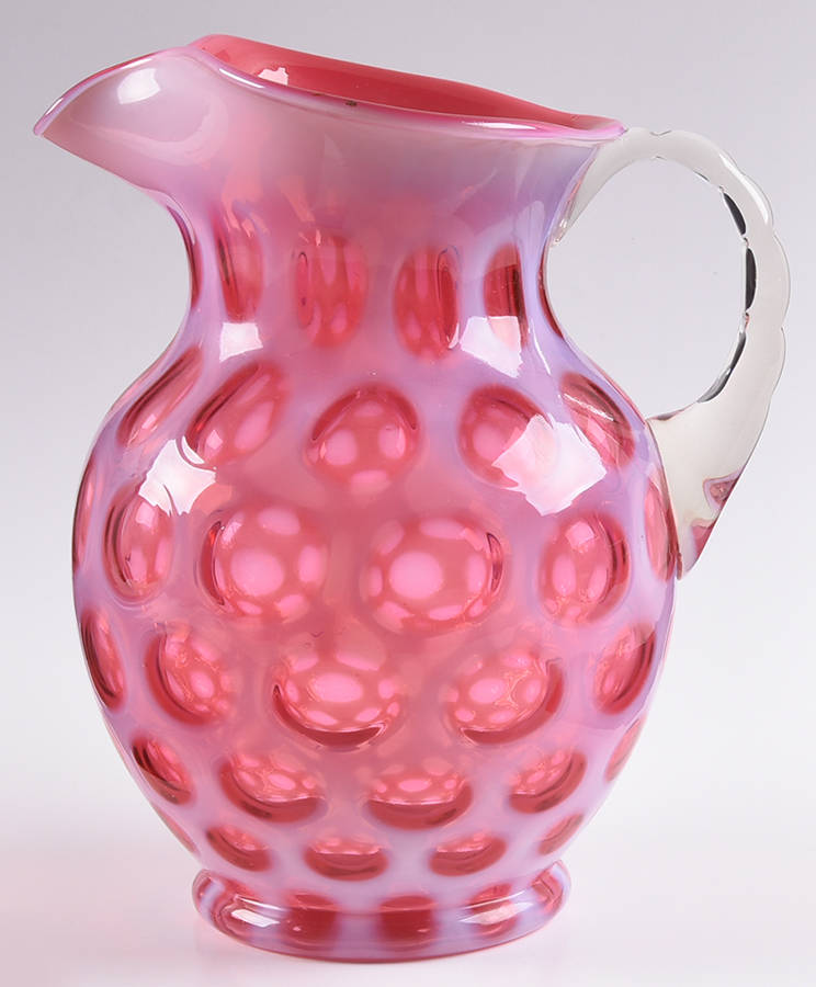 Coin Dot Cranberry (Opalescent) 70 Oz Ice Lip Jug by Fenton-1