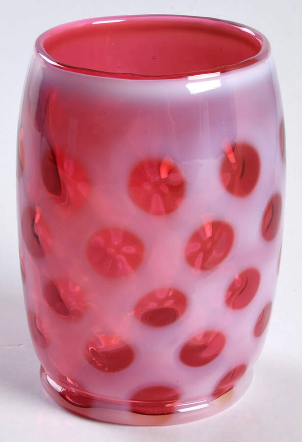 Coin Dot Cranberry (Opalescent) 9 Oz Flat Tumbler by Fenton-1