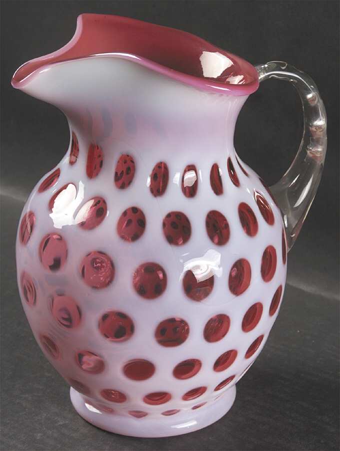 Coin Dot Cranberry (Opalescent) 70 Oz Ice Lip Jug by Fenton-1