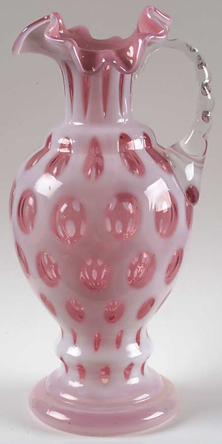 Coin Dot Cranberry (Opalescent) 11" Handled Vase by Fenton-1