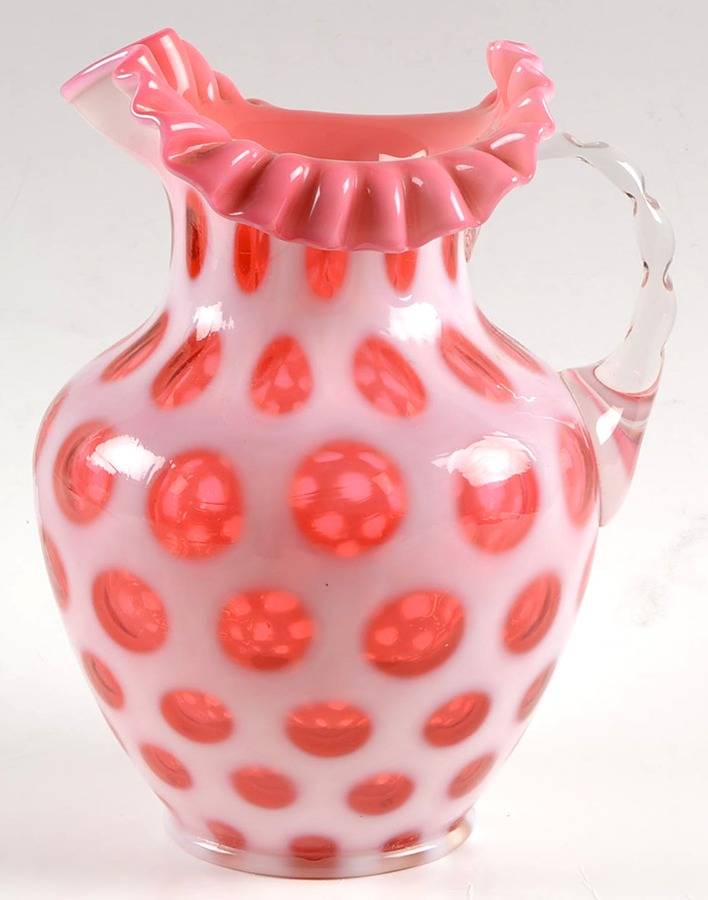 Coin Dot Cranberry (Opalescent) 64 Oz Pitcher by Fenton-1