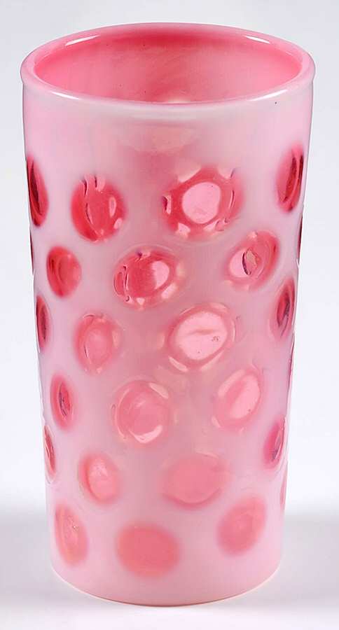 Coin Dot Cranberry (Opalescent) 12 Oz Flat Tumbler by Fenton-1