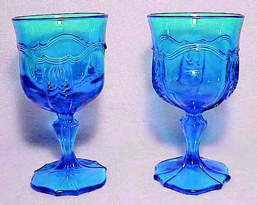 Empress Colonial Blue Water Goblet by Fenton-1