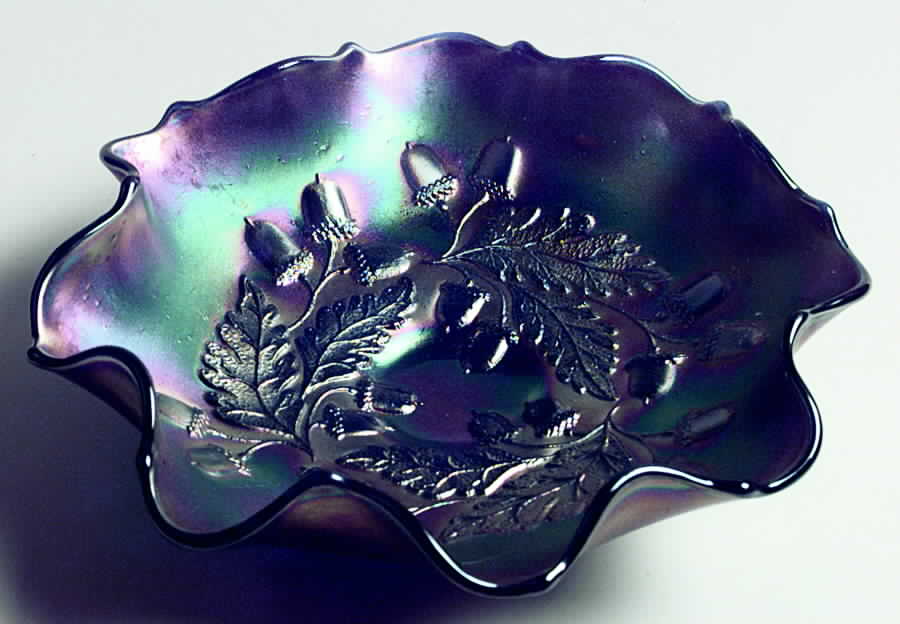 Acorn Blue (Carnival) Crimped Bowl by Fenton-1