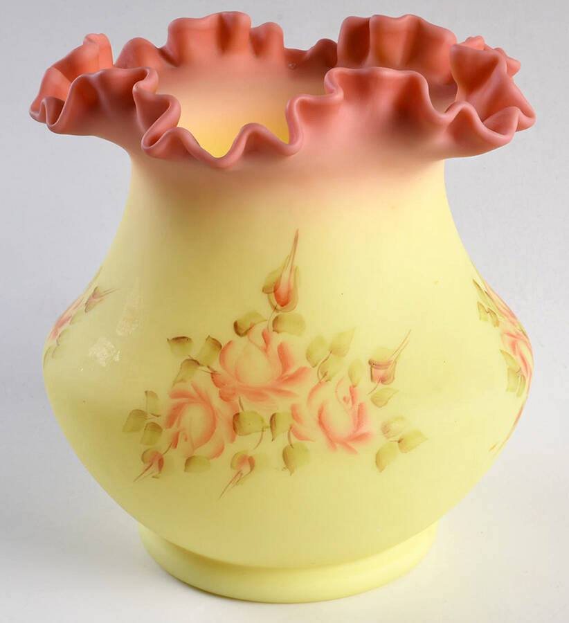 Rose Burmese 5" Double Crimped Vase by Fenton-1