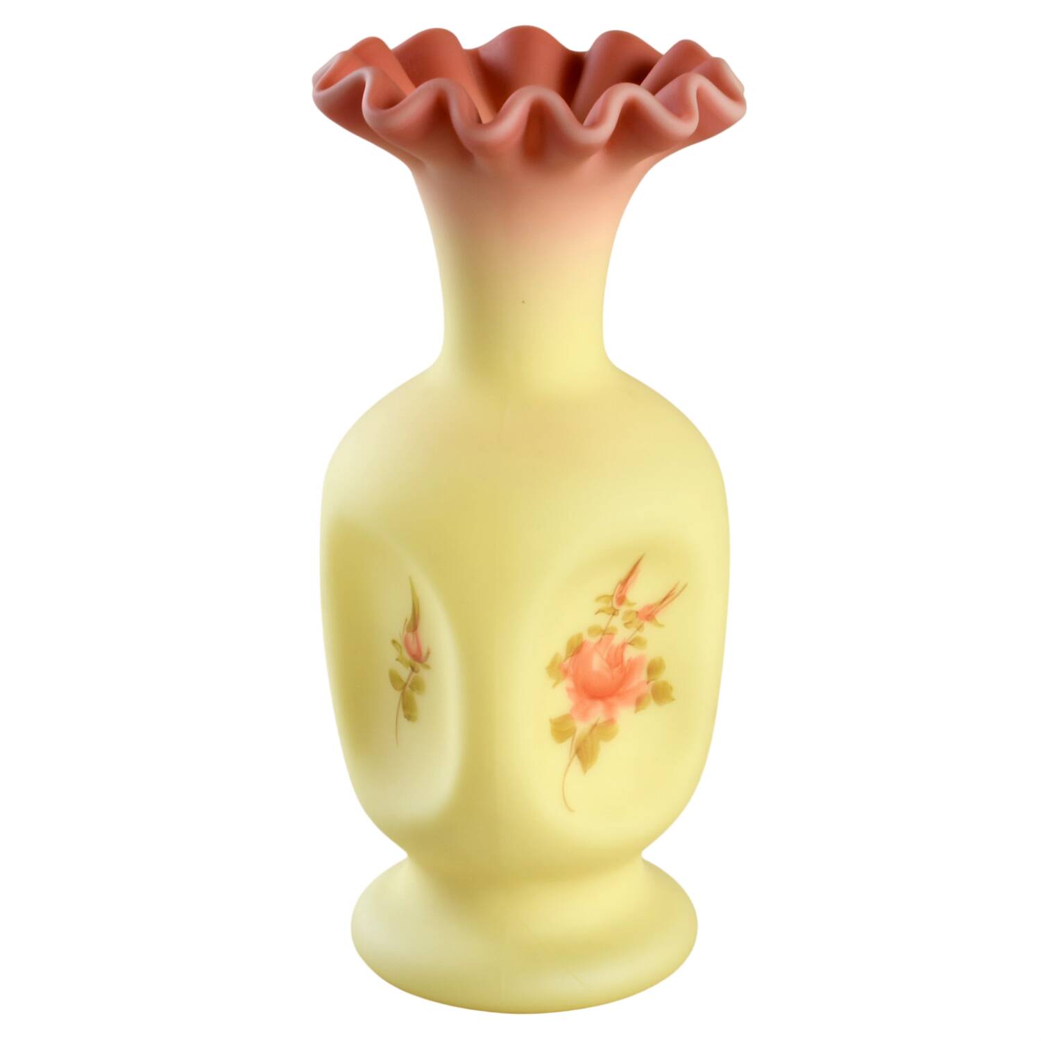 Rose Burmese 7" Pinched Vase by Fenton-1