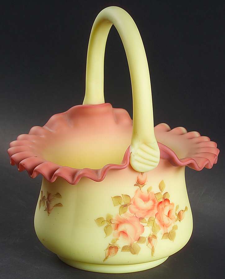 Rose Burmese #7238 7" Basket by Fenton-1