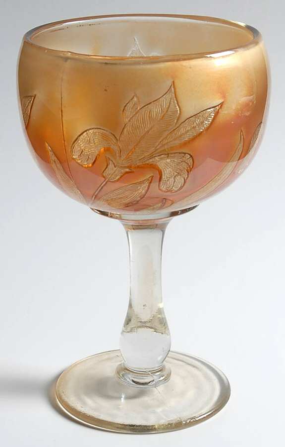 Iris Marigold Buttermilk Goblet by Fenton-1
