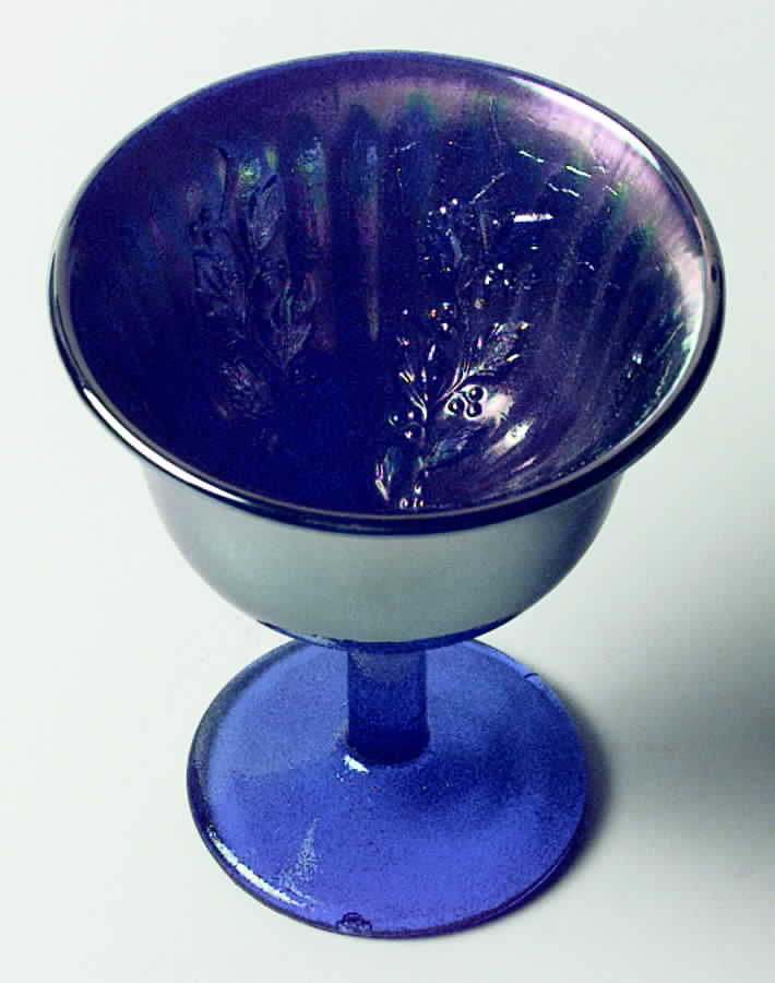 Rib and Holly Sprig Blue (Carnival) Comport by Fenton-1