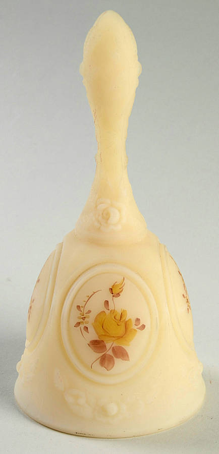 Chocolate Roses On Cameo Satin Medallion Bell by Fenton-1
