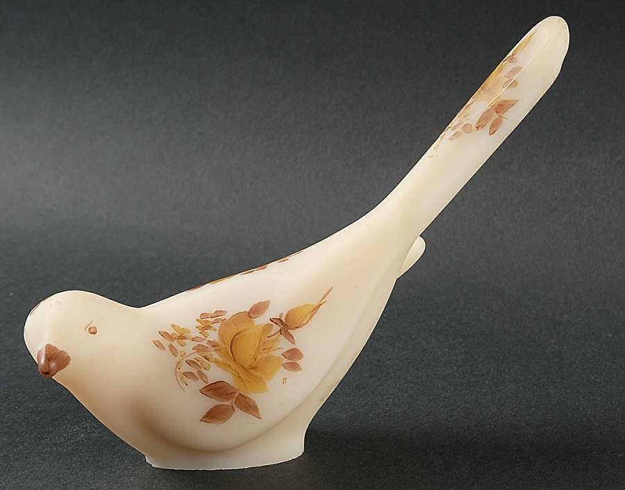 Chocolate Roses On Cameo Satin #5197 Happiness Bird by Fenton-1