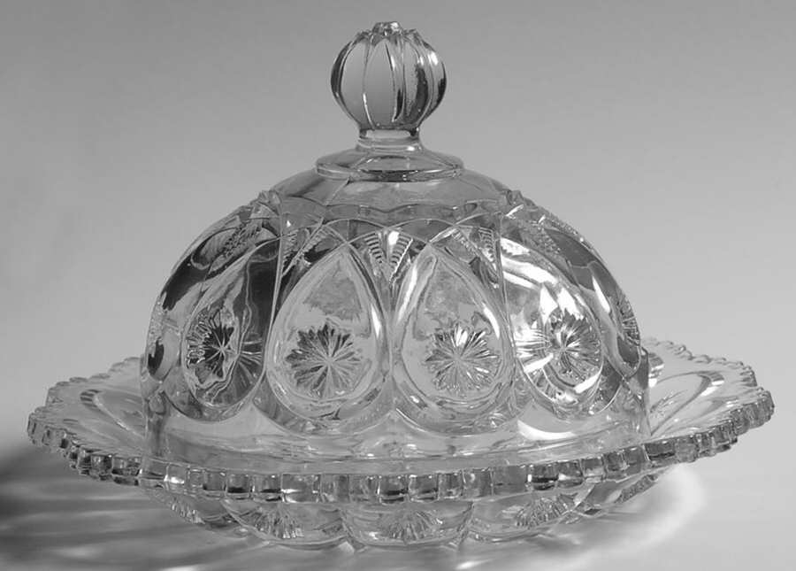 Louise Clear Round Covered Butter by Fostoria-1