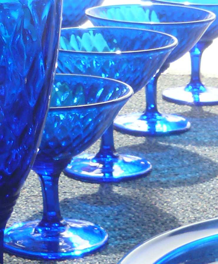 Diamond Optic Cobalt Blue Low Sherbet by Fenton-1