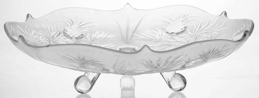 Pineapple Crystal Satin (Line 2000 A) 11" 3-Toed Footed Bowl by Fenton-1
