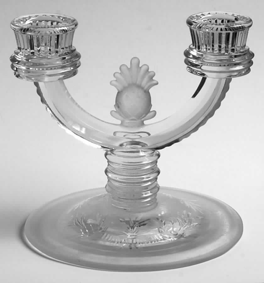 Pineapple Crystal Satin (Line 2000 A) Double Light Candlestick by Fenton-1