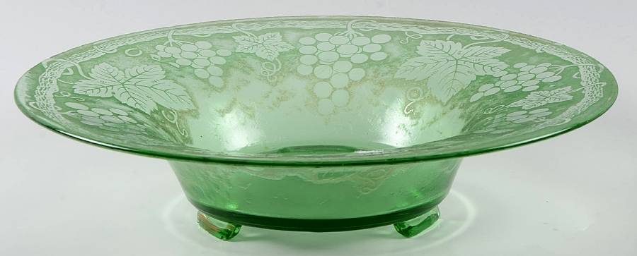 Grape Green (Brocade) 12" Round Footed Flared Bowl by Fostoria-1