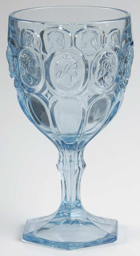 Moonstone Cameo Light Blue Water Goblet by Fostoria-1