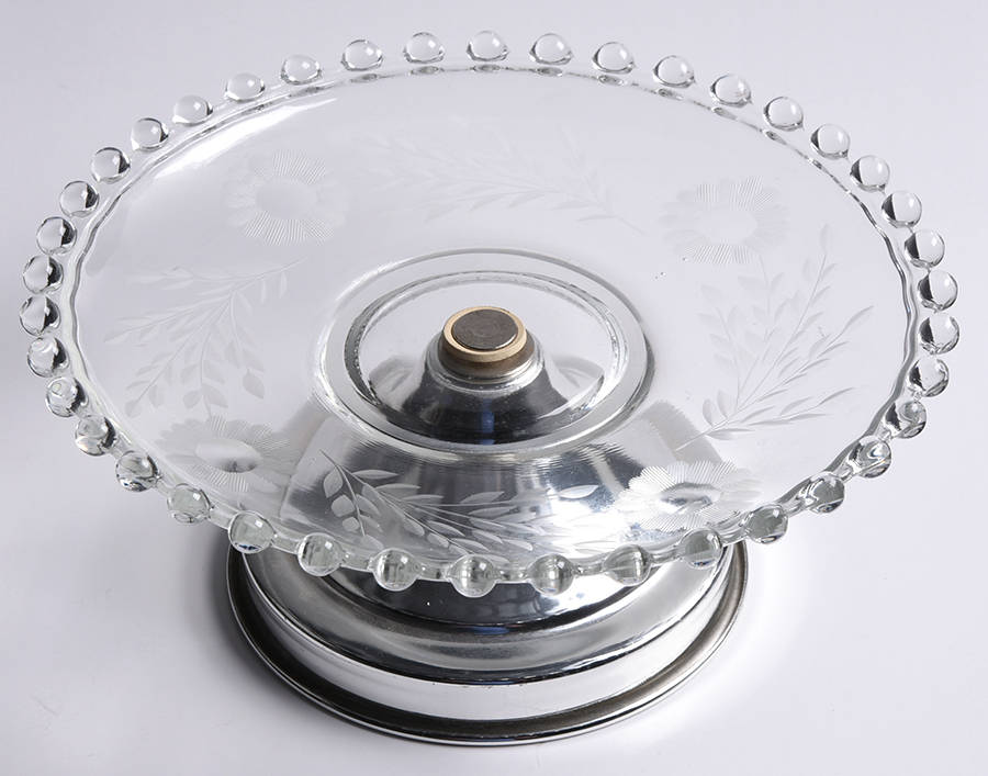 Carol (Smooth Bulbous Stem) Footed Cupcake Plate by Flemington-1