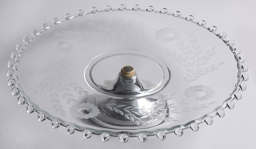 Carol (Smooth Bulbous Stem) Cake Stand with Metal Base by Flemington-1