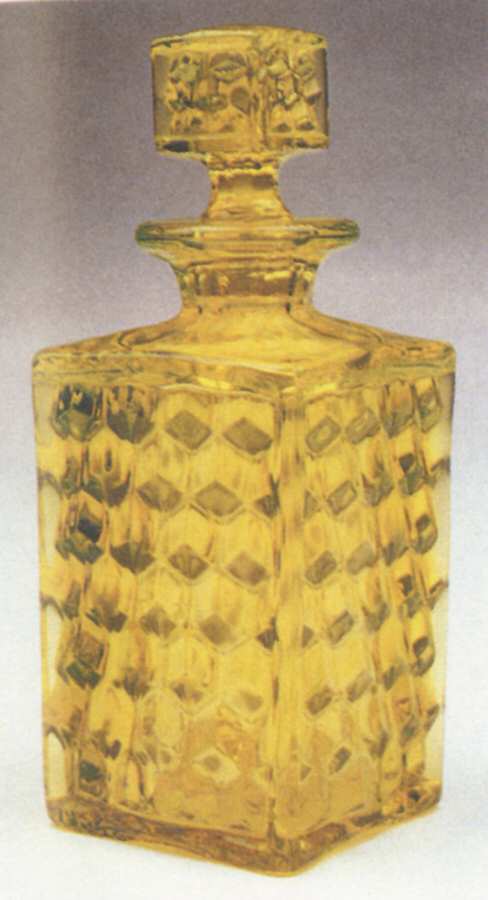 American Clear (Stem 2056) Yellow Square Perfume Bottle & Stopper by Fostoria-1