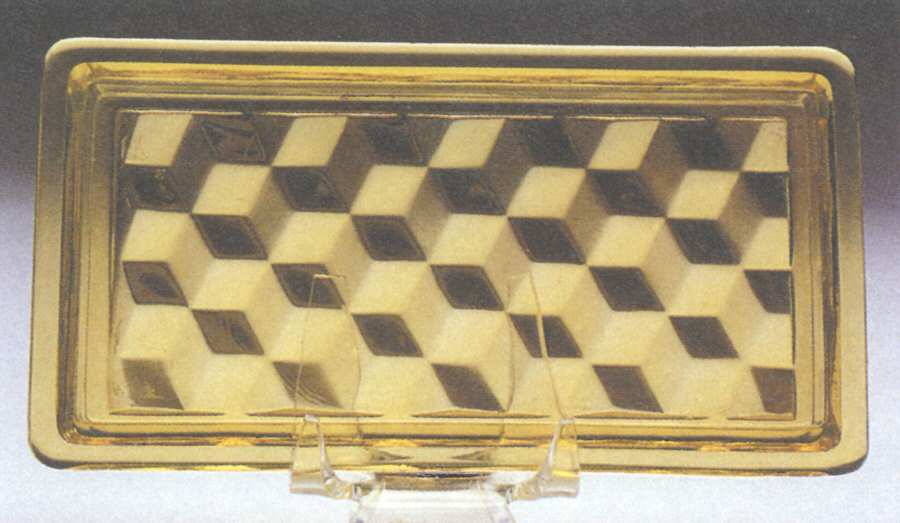 American Clear (Stem 2056) Yellow Rectangular Pin Tray by Fostoria-1