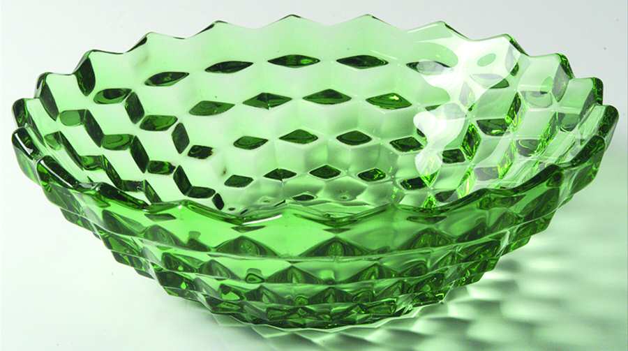 American Clear (Stem 2056) 9" Green Round Flared Bowl by Fostoria-1