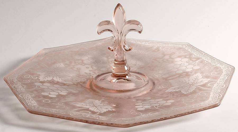 Grape Orchid (Brocade) Octagonal Tray with Center Handle by Fostoria-1