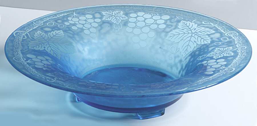 Grape Blue (Brocade) 12" Round Footed Flared Bowl by Fostoria-1