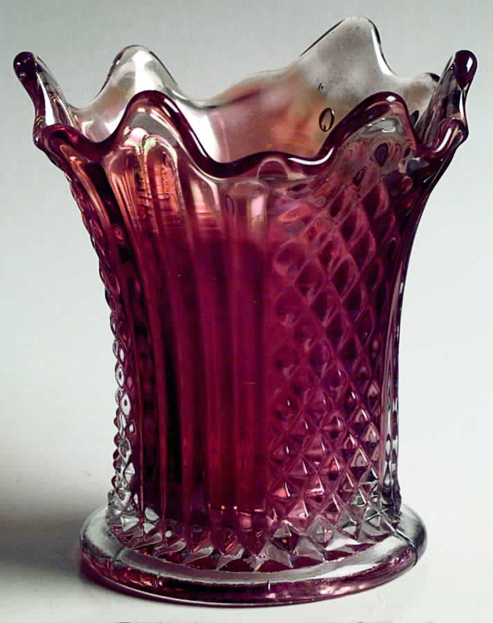 Diamond Point Columns Marigold 5" Flower Vase by Fenton-1