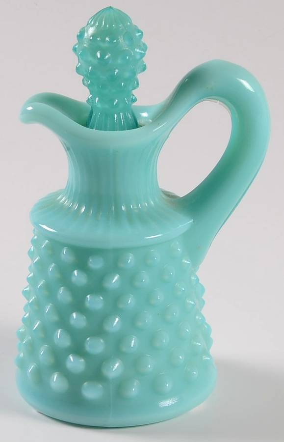 Hobnail Turquoise Oil Cruet & Stopper by Fenton-1